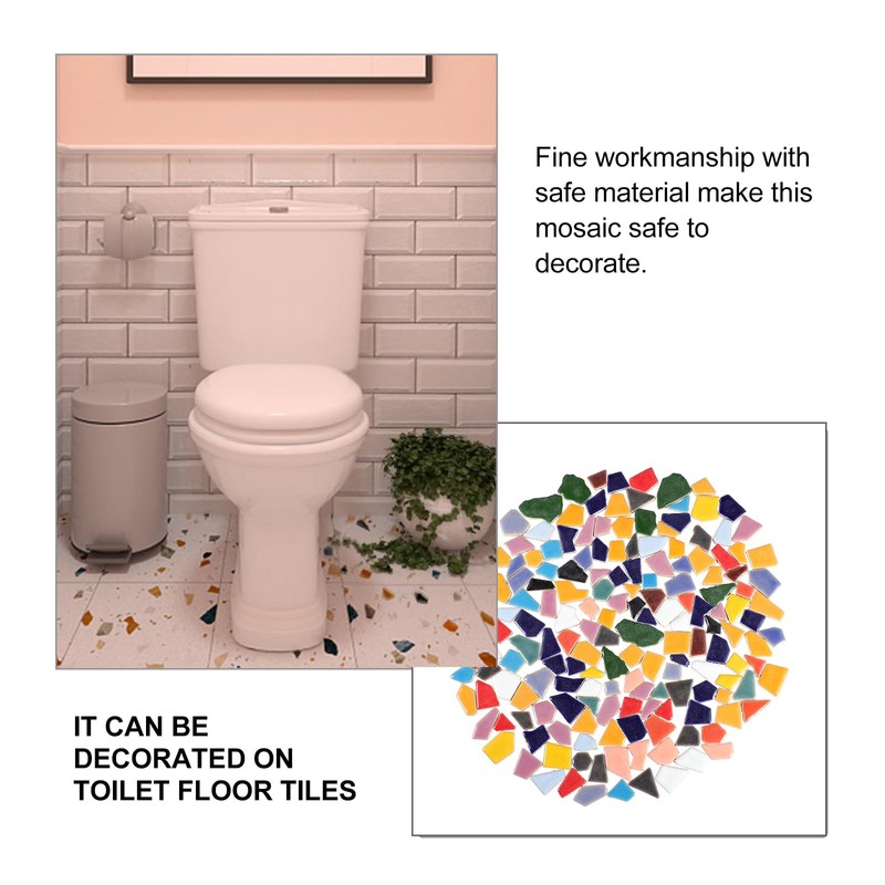 VILLCASE Ceramic Mosaic Tiles, Broken Ceramic Tiles Pieces Glazed Tiles,