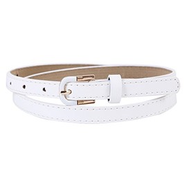Damara Women High Quality Accessories Slim Belt Easy Waist Belt - White