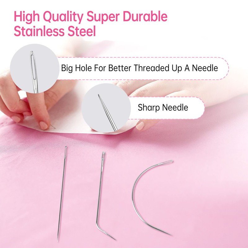Beauty7 Hair Sewing Weaving Needles Thread Kit Polyester Thread 1200m