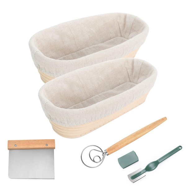 Bread Proofing Basket Oval,2PCS 10 in/25cm Large Banneton Brotform Rising