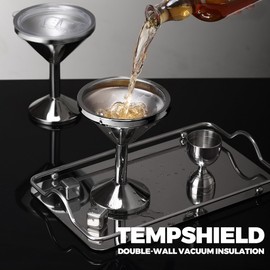 CHUGONGFANG 13oz Stainless Steel Martini Glass - Insulated Margarita Tumbler with Lid,Double-layer insulation function for outdoor, picnic, poolside, beach and yard parties