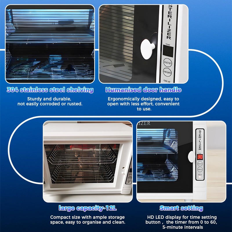 Nail Tool Cleaning Machine 12L High Capacity Dry Heat Cabinet