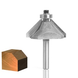 Akylin 45 Degree Chamfer Router Bits with Ball Bearing 1/4" Shank, Carbide Tipped Chamfer and Bevel Edging Router Bit 3/4" Bevel Length for Wood Profiling,Edging