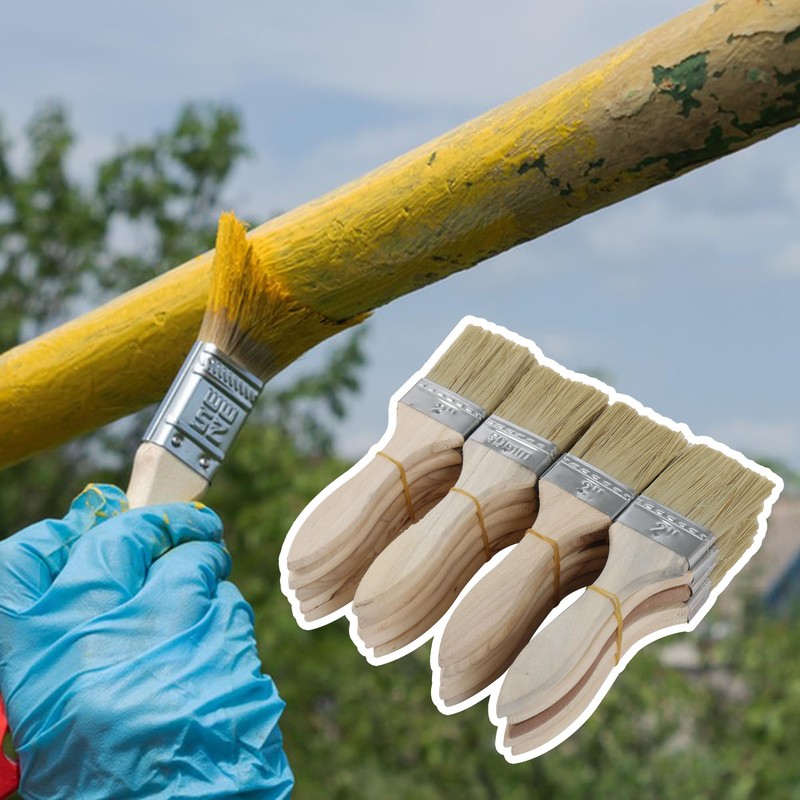 20Pcs Thick Wood Handle Brushes for Paint Stains Varnishes 17.5x4.5cm