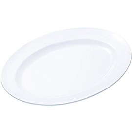 Nagao No.37 Unbreakable White Tableware, Oval Plate, Rim, 11.4 inches (29 cm), Made in Japan