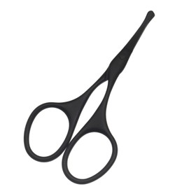 Motanar Motanar Multicolor Professional Grooming Scissors for Personal Care Facial Hair Removal and Ear Nose Eyebrow Trimming Stainless Steel Fine Straight Tip Scissors 3.9 Inch (Curved Safety Head Black)