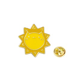 Small Sun Brooch Pin for Women Gold Plated Cute Yellow Cat Brooches Spur Lapel Pins Suit Collar Dress Accessories Decoration Jewelry Gift for Daughter Sister