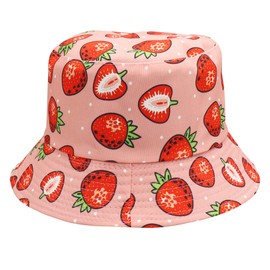 Umeepar 2-in-1 Reversible Summer Fishing Hat for Men and Women - Bucket. Strawberry