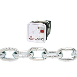 Campbell 0143326 System 3 Grade 30 Low Carbon Steel Proof Coil Chain, Zinc plated, 3/16" Trade, 0.21" Diameter, 800 lbs Load Capacity, 150 Feet Square Pail (T0143326)