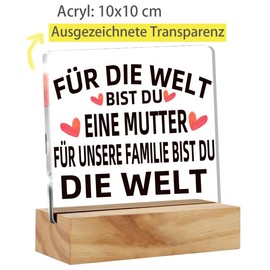 Gifts for Mum, Birthday Gift for Mum, Best Mum Gift, Mum Birthday Gift, Gift for Mum, Acrylic Plaque with Wooden Stand, Sign, Desk Decor for Home Office (Mum)