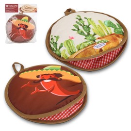 Alpine Cuisine Tortilla Warmer 10 Inch Insulated Cloth Food Warmer - Microwavable Fabric Pouch to Keep Tortillas Soft and Warm for Up to 1 Hour, Perfect Holder for Corn & Flour - 2 Pieces