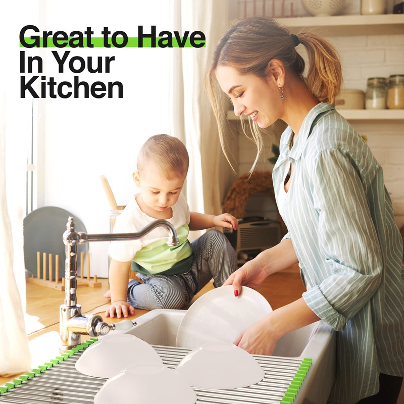Pennakool Roll Up Dish Drying Rack - XL 20x18 Stainless
