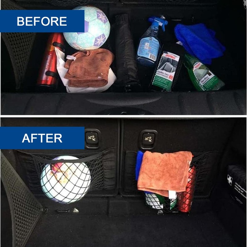 TOMVAES 4 Pack Car Trunk Net Mesh Auto Cargo Storage