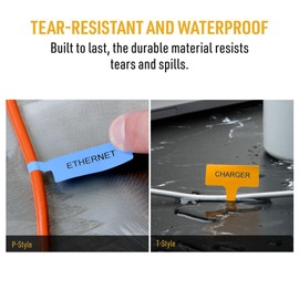 Avery Cable Labels, T-Style Self-Adhesive Cord Labels, 1.25" x 2", 8 Colors, Tear-Resistant Wire Labels, Laser/Inkjet and Handwrite-Compatible, 240 Wire Marking Labels Total (61542)