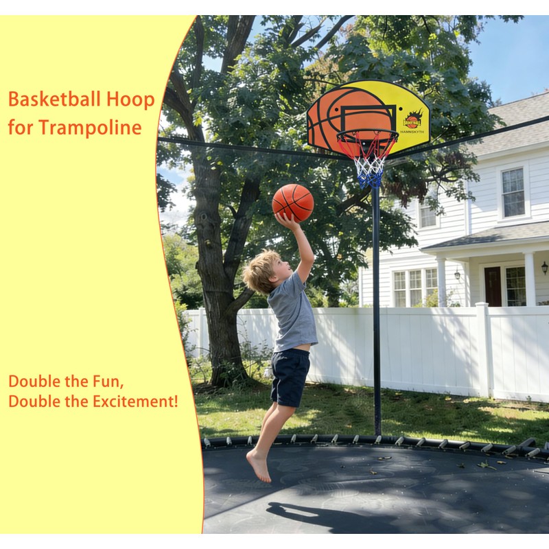 Hamnskyth Trampoline Basketball Hoop, Fits Most Straight & Curved Poles,
