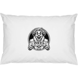 2 x 'Clown New Year 2025' Cotton Pillow Cases (PW00039424)