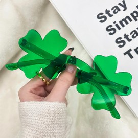 LENOAPHYS 4PCS St. Patricks Day Shamrock Sunglasses Shamrock Glasses Clover Eyewear St Patricks Day Accessories for Women St Pattys Accessories Decorations Party Favor Packs