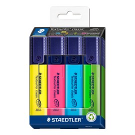 STAEDTLER 364 C4 Textsurfer Classic Highlighter - Assorted Colours (Card Pack of 4)