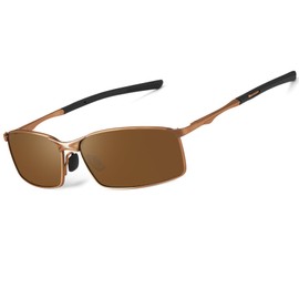 ANYLUV Mens Sunglasses Polarised, Premium Sports Sunglasses for Men Metal Frame with UV Protection for Fishing Driving (Brown/Brown)