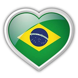 JJH Inc Magnet Brazil Flag Glossy Heart Label Flexible Vinyl Magnet Waterproof Car Magnetic Bumper Sticker 5"