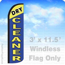DRY CLEANER - Windless Swooper Feather Flag 2.5x11.5' Banner Sign - bz