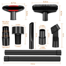 13Pcs Universal Vacuum Attachment Kit, Universal Vacuum Attachments & Brushes 1.25" Vacuum Hose Adapter Wet Dry Plastic Vacuum Cleaners Accessories