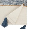 Saro Lifestyle Striped Table Runner with Playful Tassels, Navy Blue,