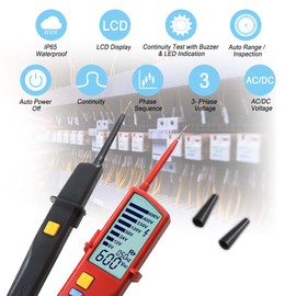UNI-T UT18D Voltage Tester and Continuity Tester Waterproof Voltage Tester with RCD Test and Phase Rotation, Built-in Lighting