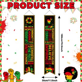Wiooffen 2PCS Black History Month Door Banners Decorations February African American Inspirational Front Door Porch Sign Juneteenth Motivational Hanging Banner Wall Decor for Indoor Outdoor