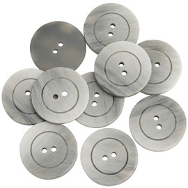 AERZETIX - C65628-Set of 10 Flat Round Buttons for Sewing Diameter 25 x 3.6 mm with 2 Holes 40L L40 - Colour Grey - Plastic - Opening Diameter 2.4 mm - Haberdashery Clothing Sewing Fabric Needle