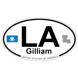 US Decal, Inc. Gilliam, Louisiana Oval Sticker with State Flag