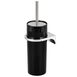 bremermann Savona Round Toilet Brush Holder with Wall Mount, Toilet Brush and Holder Set, Black