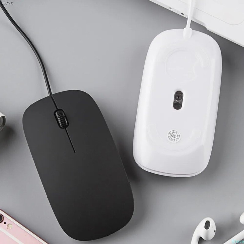 Slim USB Wired Optical Mouse – 1600 DPI Silent Click,