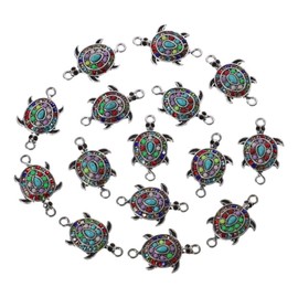 diyhub 20Pcs Turtle Connector Charms, Zinc Alloy Double Loops Charms Ocean Animal Turtle Pendants with Rhinestone for Jewelry Making, 25 mm, Non-Precious Metal, No Gemstone, Silver