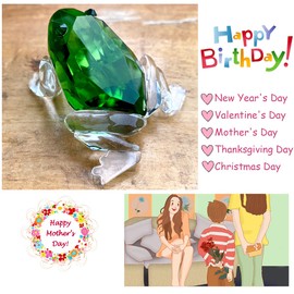 JinshiY Crystal Frog Figurines Collection Glass Vivid Animal Paperweight Table Ornament Decor Kids Birthday Gifts Home Table Decor