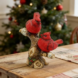 Gishima Cardinal Bird Figurine Red Cardinal Bird Perched on a Branch Decorative Figurine Cardinal Bird Decor and Gifts