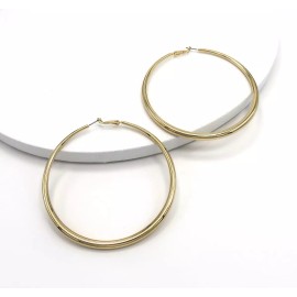 Hiphopstylist Women's high Fashion 14K Gold Filled Brass Classic Hoop Earrings 85mm / 3.25inch