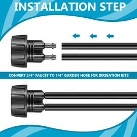 5 Pack Drip Irrigation Tubing Faucet Adapter Garden Faucet Hose Adapter Drip Irrigation Hose Connectors Faucet Connector with Washers for Garden Irrigation System(Double, Convert 3/4 to 1/4)