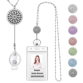 USANGERS Retractable Lanyards for ID Badges Keys Teacher Lanyard Nurse Badge Reels Office Work Jewelry Diffuser Silver Chain Long Keychain Necklace ID Badge Holder with Lanyard Women Student Sparkle