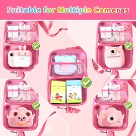 OFIKAL Kids Camera Case with Mermaid Pattern, Shoulder Bag for Children, Camera Box for Child, Portable Hard Case for Kid Shockproof Storage Box, Fits Most Kids Digital Cameras (Pink)