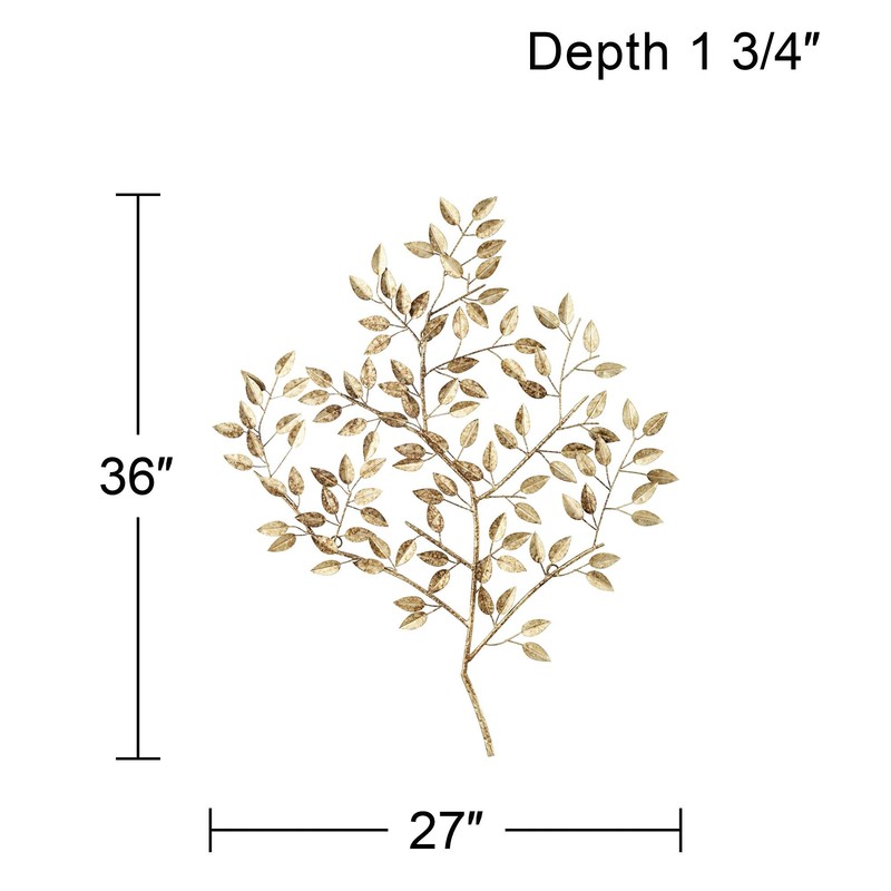 Dahlia Studios Dolma Gold Leaves 36" High Iron Wall Art