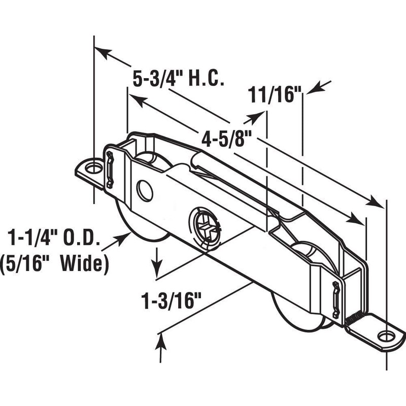 Heavy Duty Sliding Patio Door Roller Assembly 1-1/4 Inch Steel
