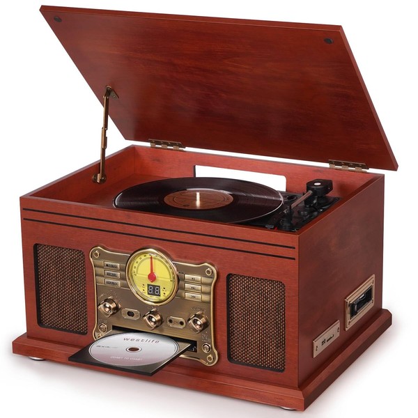 FEKTIK Bluetooth Record Player 10 in 1, 3-Speed Turntable for
