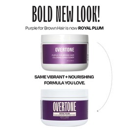 Overtone Color Depositing Semi-Permanent Hair Dye Conditioner - 8 oz For Natural & Color-Treated Hair, Moisturizing Shea Butter & Coconut Oil - Vegan & Cruelty-Free, Purple For Brown is now Royal Plum