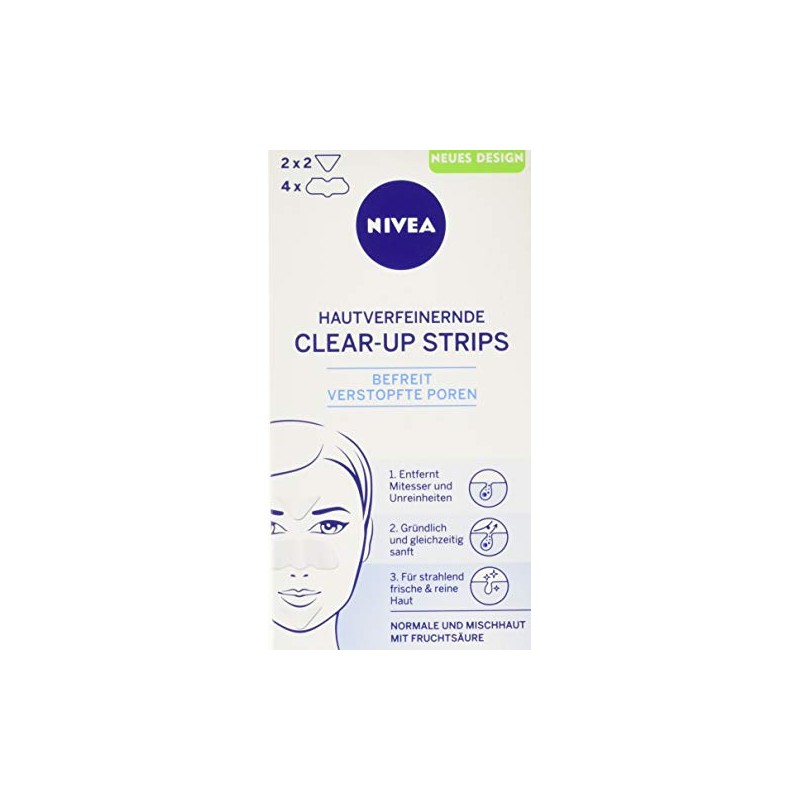 Nivea Visage Hautverfeinerndes Clear Up Strips, 6 unidades, limpieza, máscara