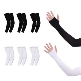Molyorch 6 Pairs of Arm Sleeves, Forearm Sleeves, Compression Arm Sleeves for Cycling, Running, Golf, Travel, Outdoor, Sports, Protection for the Skin, for Men and Women, black, white