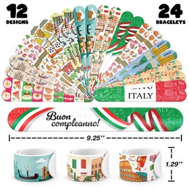 96 PCS Italy Party Favors Set – 72 Pre-Cut Tattoos & 24 Slap Bracelets, Perfect for Travel-Inspired Birthdays & Cultural Celebrations