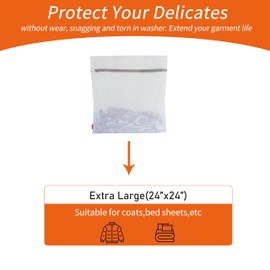 Polecasa Heavy Duty Mesh Laundry Bags for Delicates – 2 Pack with Sturdy Zipper for Lingerie, Coats, Baby Clothes, Underwear – Washing Machine & Dry Safter 24 x 24 Inches (2 XX-Large)