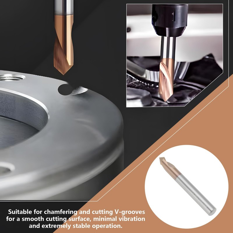 VGOL 2 Pieces 6mm Handle Beveled Cutter Drill Bit V-Groove