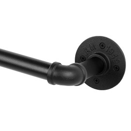 YAJUXIU Curtain Rods for Windows 144-168 Inches - Industrial 1-Inch Curtain Rods - Wrap Around Black Design - Indoor/Outdoor Room Divider Curtain Rod - Adjustable Black Curtain Rods,30-168"